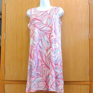 Stella Parker SZ S SLVLESS WH/BL/Pink Patterned Shift Dress